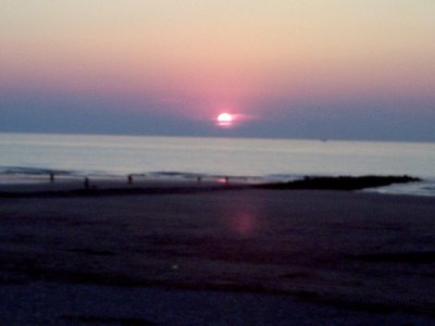 Sunset over the North Sea, at Oostende, Belgium